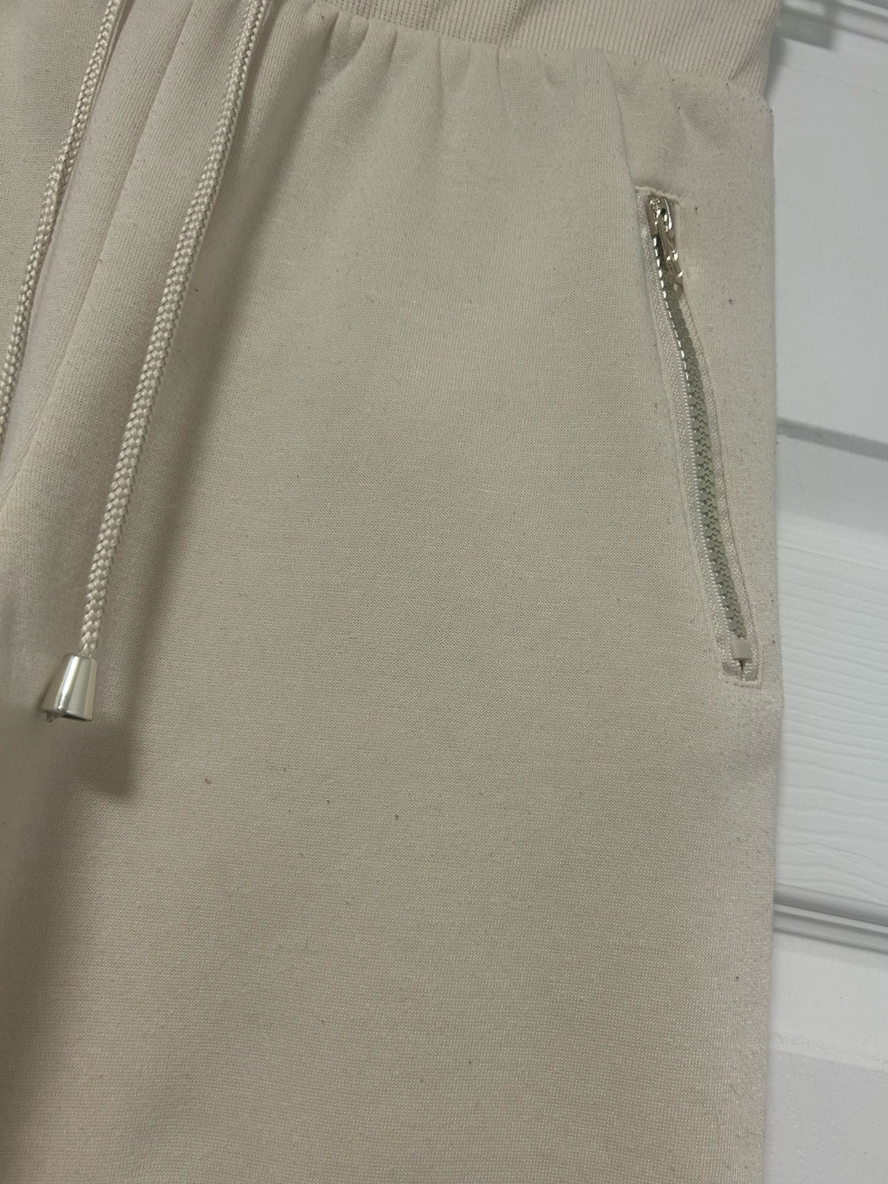 Cream Drawstring Waist Joggers - Picture 3 of 9